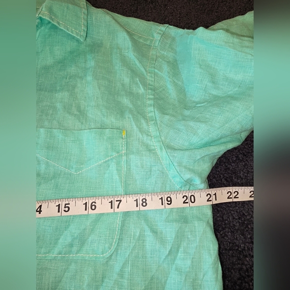 Tommy Bahama Womens 100% Linen Long Sleeve Blouse Small Green Button Up Collared - Picture 8 of 11
